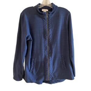 Peck&peck Navy Blue Long Sleeve Zipper Jacket SzL